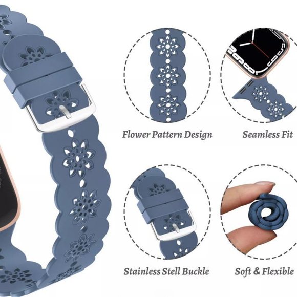 Mandala Lace Silicone Apple watch band laser cut women’s apple watch band, apple - Picture 7 of 8